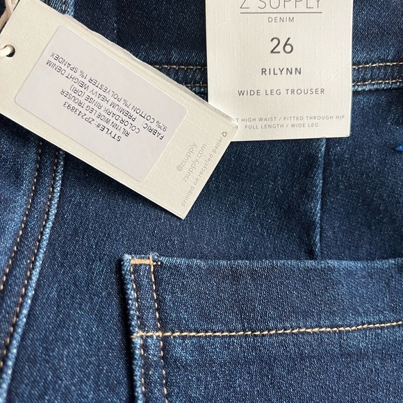 NWT Z Supply Rilynn Wide Leg denim Dark Rinse size 26 - Picture 4 of 4